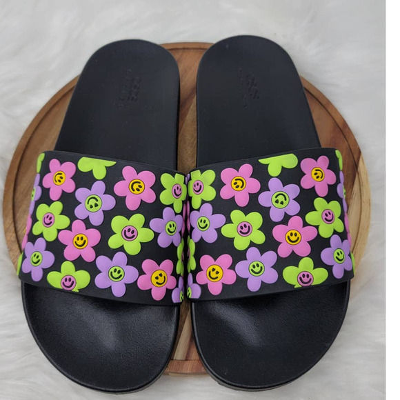 Asos Design Shoes - ASOS DESIGN Flower Power Slides In Black Women 11